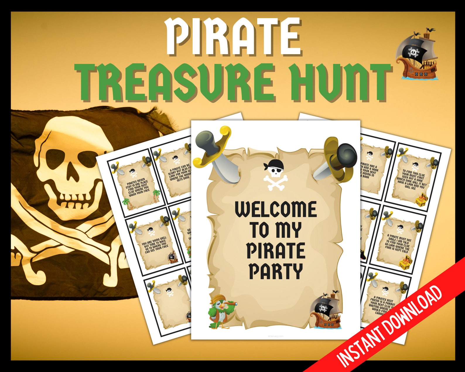 Pirate Treasure Hunt Clues Pirate Scavenger Hunt Pirate Etsy