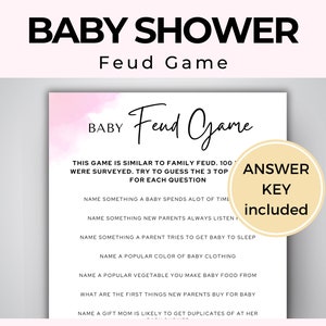 Baby Shower Feud, Minimalist Baby Shower Games, Baby Shower Trivia Game, Family Feud Quiz, Mother To be Party Game, Baby Family Feud