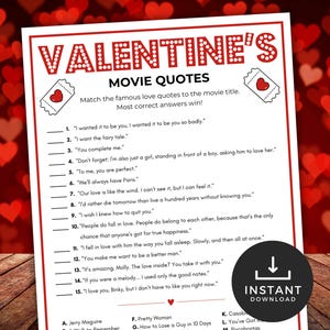 Frases de filmes para o Dia dos Namorados, Jogo de perguntas e respostas sobre o Dia dos Namorados, Jogo para festa de escritório no Dia dos Namorados, Jogo para amigas, Jogo imprimível de combinação de filmes