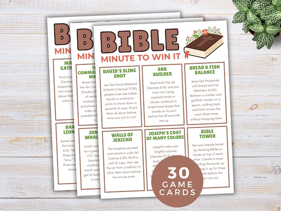 Bible Minute to Win It Games, Bible Study Activities for kids, teens, adults, Sunday School Games, Church Games, Youth Group Games