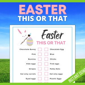 Easter This or That, Easter Would You Rather Game, Easter Bunny Fun Activities, Easter Games Kids Printable, Teens,Adult, Easter Party Games image 1