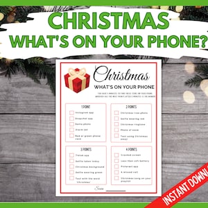 Christmas What's on Your Phone Game, Fun Christmas Game, Christmas Party Game, Holiday Xmas Printable Phone Game, Fun Family Game image 1