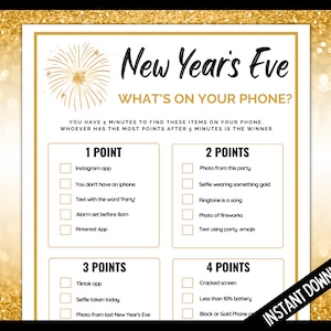 New Year's Eve What's on your Phone, NYE Whats On Your Phone Game, Fun New Years Eve Party Games, New Year's Eve Phone Game, NYE Printable image 1