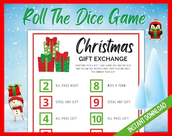 Christmas Roll The Dice Game, Fun Christmas Roll The Dice Gift Exchange Party Game, Holiday Games, Work Christmas Activity, Xmas Eve Games