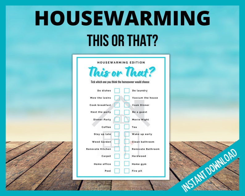Housewarming Printable Game Housewarming This or That Game Etsy