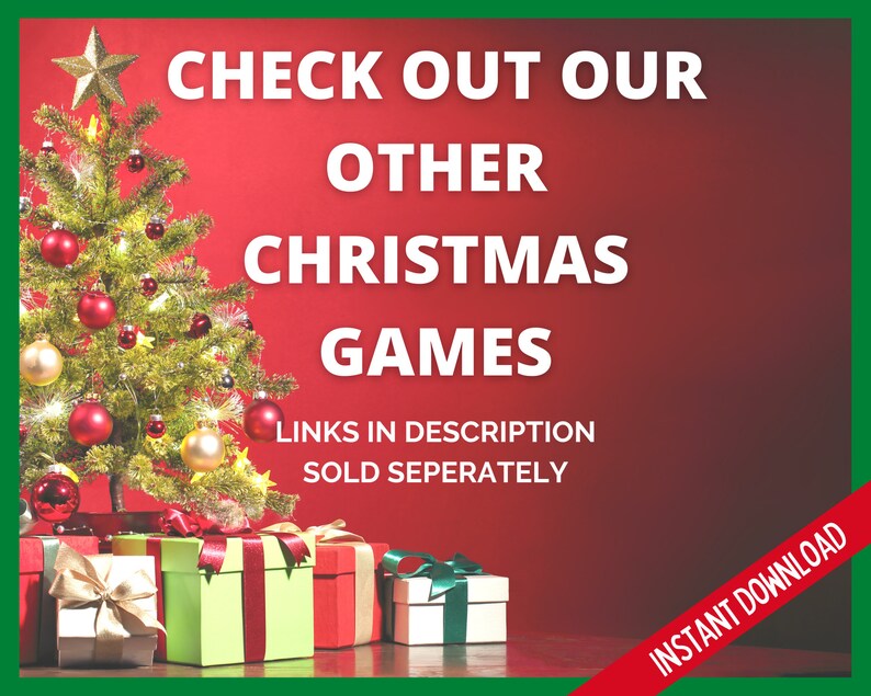 Christmas Bingo Game, 10 Cards, Christmas Printable Games,Xmas Party Bingo Games, Holiday Bingo Cards, Holiday Season Fun Printable Games image 2