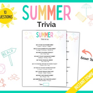 Summer Trivia Game Summer Trivia Quiz Summer Games Summer | Etsy