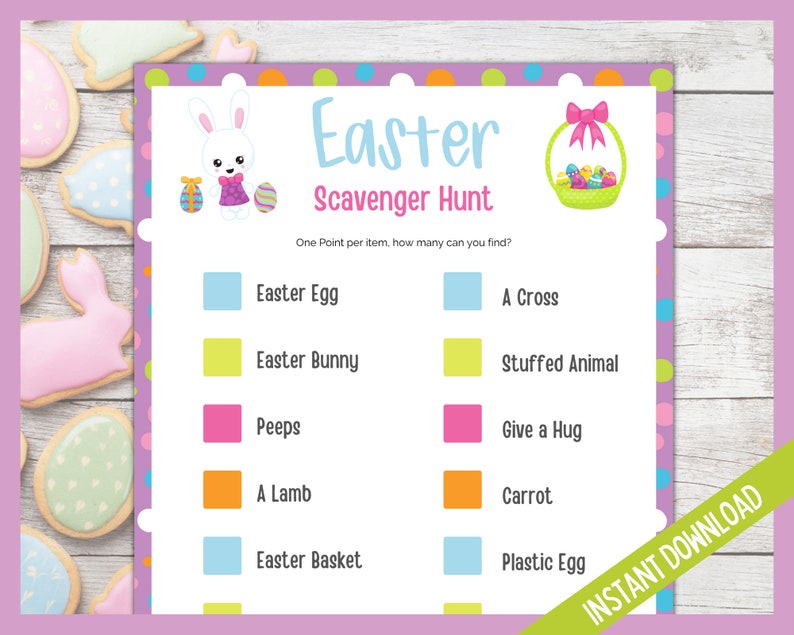 Easter Scavenger Hunt for Kids, Easter Fun, Easter Activity, Easter Party Games, Kids and Tween Party Games, Children Easter Printable Game image 1