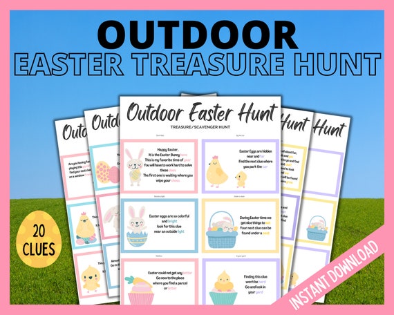 Kids Outdoor Easter Treasure Hunt, Easter Egg Scavenger Hunt, Easter Party Games, Kids Easter Activity, Printable Easter Egg Hunt, Il_570xn