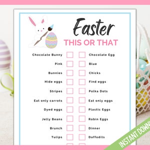 Easter This or That, Easter Would You Rather Game, Easter Bunny Fun Activities, Easter Games Kids Printable, Teens,Adult, Easter Party Games image 2