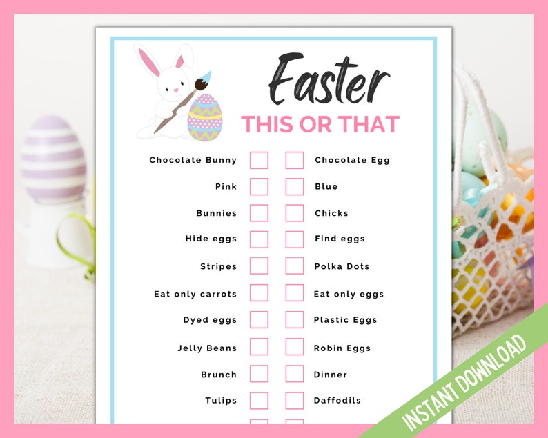 Easter This or That, Easter Would You Rather Game, Easter Bunny Fun Activities, Easter Games Kids Printable, Teens,Adult, Easter Party Games image 2