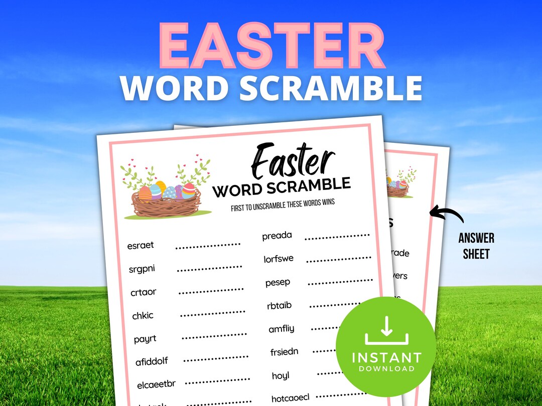 Easter Word Scramble, Easter Party Games, Easter Word Unscramble Party ...
