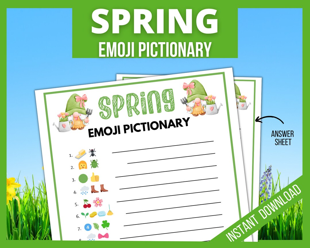 Spring Emoji Pictionary, Printable Spring Games, Spring Activity