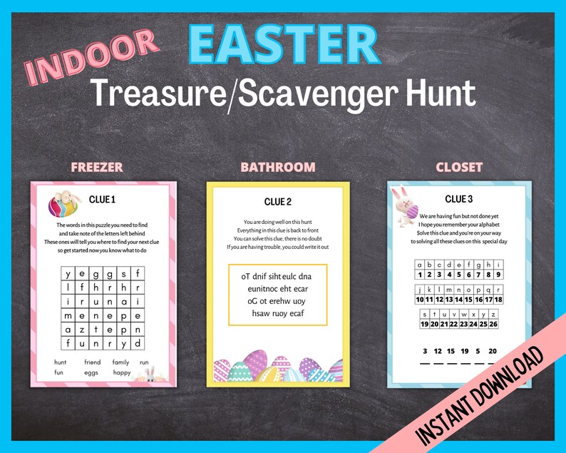 Easter Treasure Hunt for Teens, Easter Egg Scavenger Hunt for older kids, Teenager Easter Games, Easter Activity, Printable Easter Egg Hunt image 2