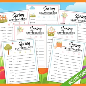 Spring Scattergories Word Game, Springtime Holiday Activity, Fun Spring Party Games for Kids Teens and Adults, Spring Games image 2