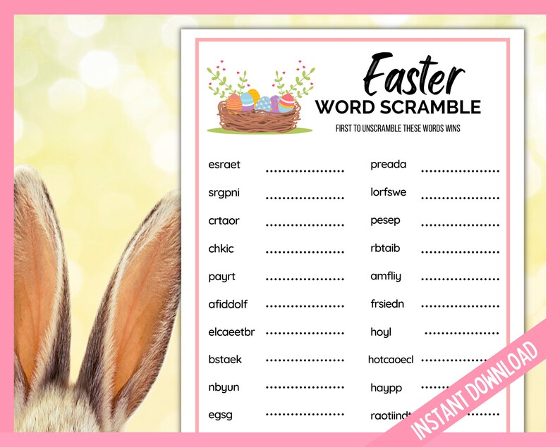Easter Word Scramble, Easter party Games, Easter Word Unscramble Party Game, Kids Easter Game, Teen Easter Word Game, Holiday Activity image 2