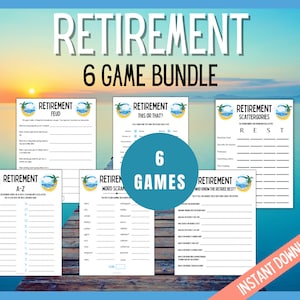 Retirement Games Bundle, 6 Retirement Party Printable Games, Retirement Party Ideas, Retiree Party Games, Fun Retirement Party Games