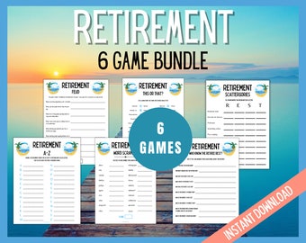 Retirement Games Bundle, 6 Retirement Party Printable Games, Retirement Party Ideas, Retiree Party Games, Fun Retirement Party Games