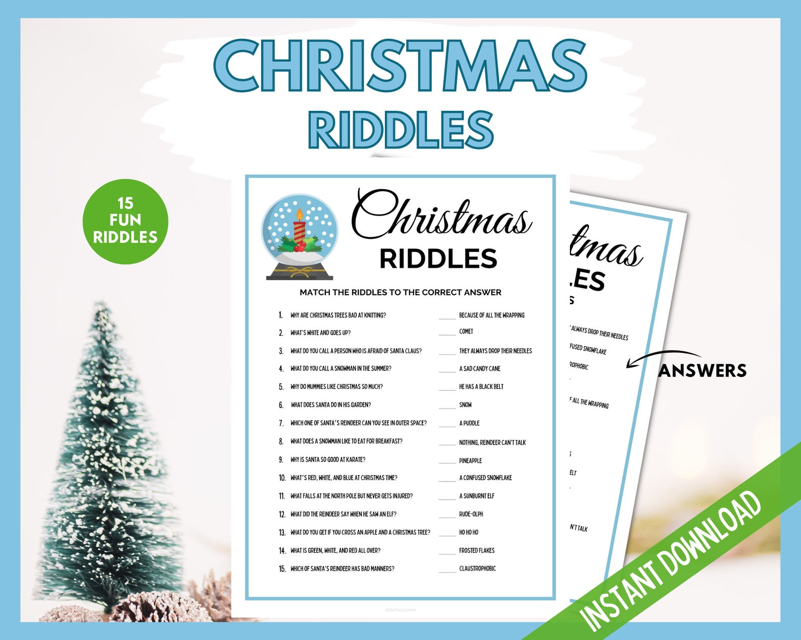 Christmas Riddles Printable Xmas Games Holiday Activities Etsy