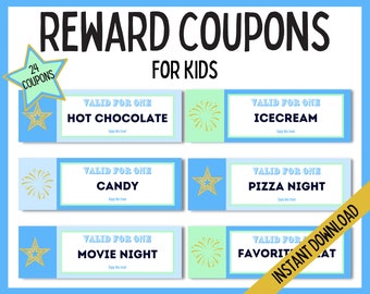 Rewards Coupon Book for Kids, Printable Coupons, Holiday Coupons, Kid's Coupon Book, Stocking Stuffer Ideas