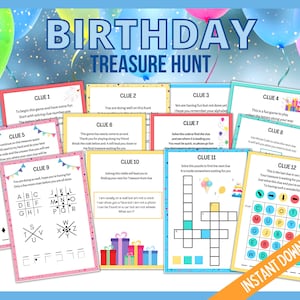 Birthday Treasure Hunt for Teens, kids,Birthday Scavenger Hunt for older kids, Teenager Party Games, Party Activity, Printable Birthday Hunt