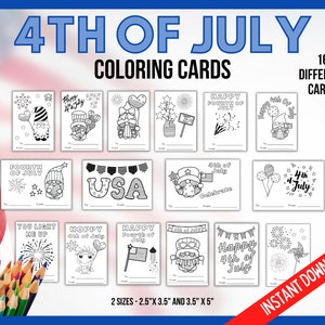 Carte da colorare del 4 luglio, Carte stampabili del 4 luglio, Carte per bambini del 4 luglio, Carte da colorare stampabili del 4 luglio, Carte di classe