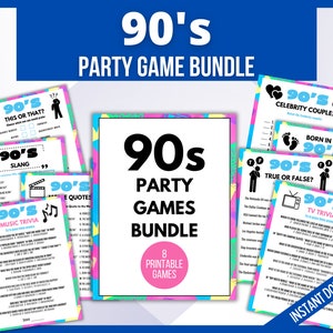 90s Printables Games Bundle,, 90s Printable Party Game, 1990s Trivia, Nineties Party, Back to the 90s, Millennial Birthday, 90s activities