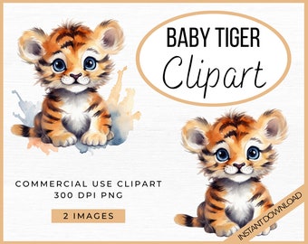 Baby Tiger Clipart, transparenter Hintergrund PNG-Dateien, Aquarell Baby Tiger Clip Art, kommerzielle Nutzung Grafiken
