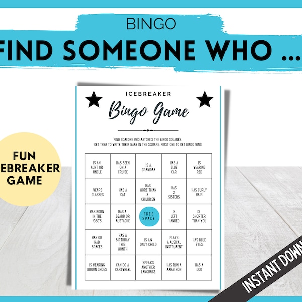 Icebreaker Bingo Game, Get to Know You Game, Find Someone Who Game, Workplace Activity, Team Builder Game, Conversation Starter Game