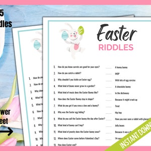 Kids Easter Riddles, Printable Easter Games for Kids, Holiday Activities, Family Fun Easter Party Riddle Game, EasterActivity, Kids Jokes image 2