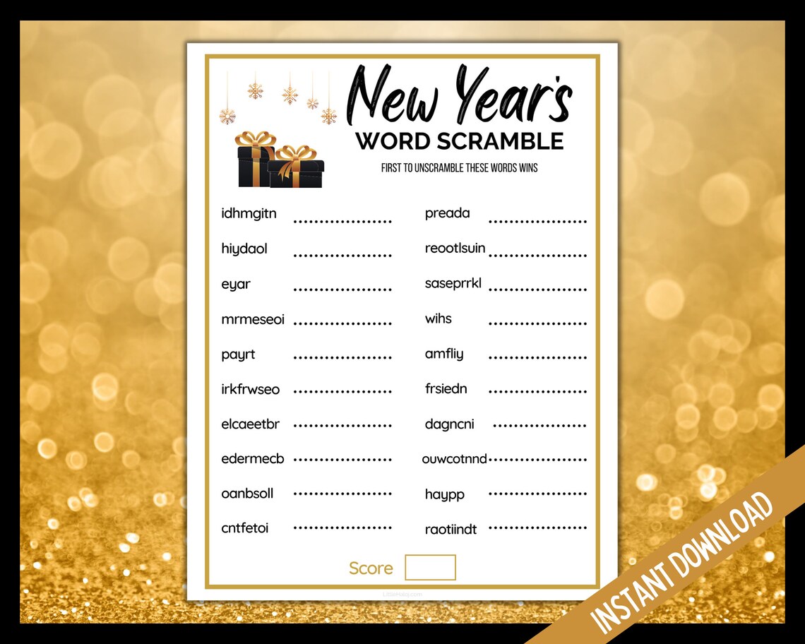 New Year's Eve Word Scramble New Year's Eve Party - Etsy