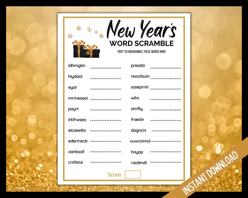 New Year's Eve Word Scramble, New Year's Eve Party Printable Games, Holiday Party Games, Party Word Scramble Printable, NYE Party Games image 4