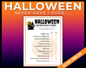 Halloween Never Have I Ever, Witches Night Out, Halloween Printable Games, Halloween Family Game, Halloween Party Games