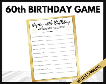 60th Birthday Party Games, Who Knows the 60 Year Old Best, Fun Party Games for your 60th Birthday, Adult Party Games