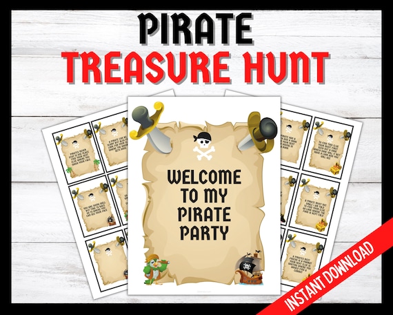 Pirate Treasure Hunt Clues, Pirate Scavenger Hunt, Pirate Party, Pirate Birthday Hunt Clues, Pirate indoor Treasure Hunt, Pirate party Games Il_570xn