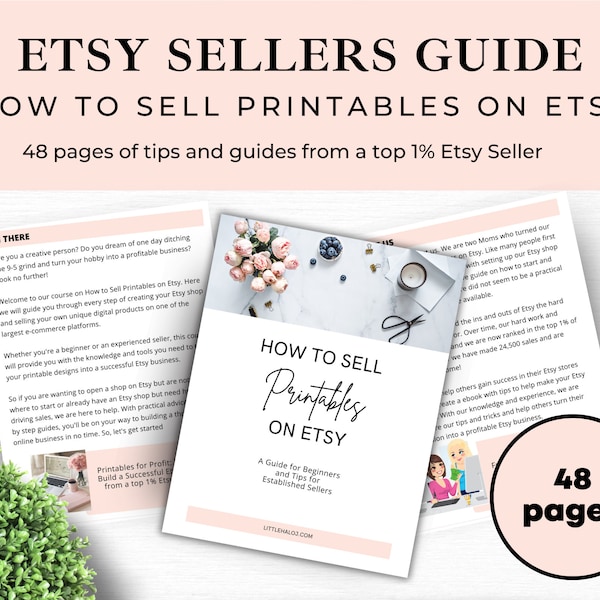 GUÍA DEL VENDEDOR DE ETSY, Cómo vender productos digitales en Etsy, Cómo abrir una tienda de Etsy, Vender imprimibles en Etsy, 40 listados gratuitos, Libro electrónico para vendedores