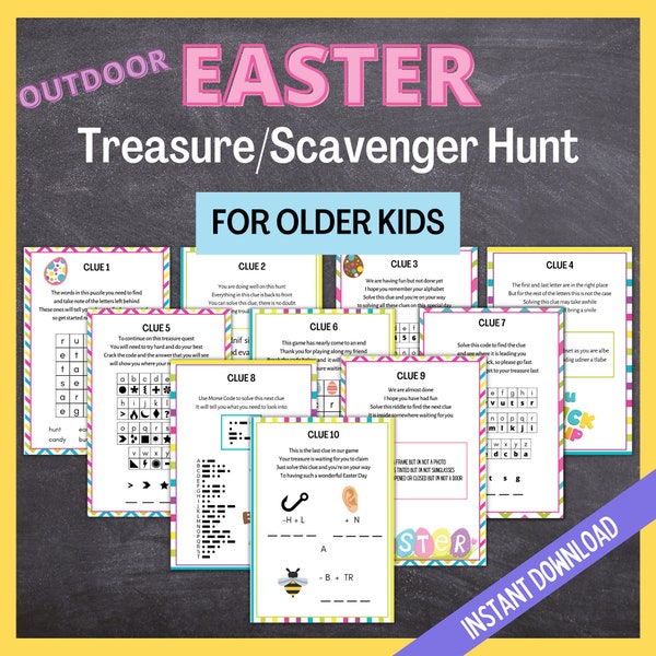 Outdoor Easter Treasure Hunt for Teens, Easter Egg Scavenger Hunt for Older Kids, Teenager Easter Game, Easter Activity, Preteen Easter Hunt