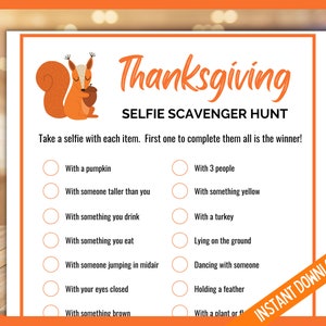 Thanksgiving Selfie Photo Scavenger Hunt, Printable Thanksgiving Games, Teen Selfie Scavenger Hunt, Fall Printable Selfie Scavenger Hunt image 2