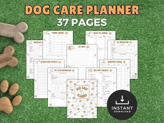 Printable Dog Care Planner, Pet Health Tracker, Pet Checklists, Dog Vaccination Record, Pet Notes, Dog Handbook, Puppy Record