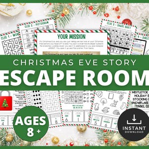 Christmas Eve Story Escape Room, DIY Escape Room Kit, Printable Christmas Game for Kids, Teens, Family Escape Room Puzzle, Holiday activity