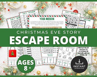 Christmas Eve Story Escape Room, DIY Escape Room Kit, Printable Christmas Game for Kids, Teens, Family Escape Room Puzzle, Holiday activity