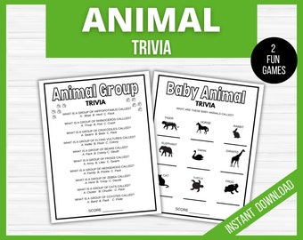 Animal Trivia Printable Game for Seniors, Adults and Kids, Classroom Animal Quiz, Senior Trivia Game, Match the animal, Animal party games