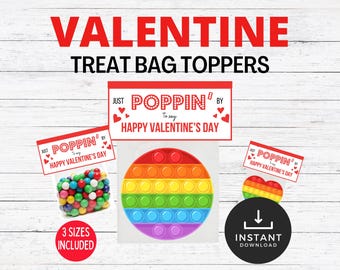 Valentine's Day Treat Bag Topper, Valentines Poppin Gift Tags, Valentines Popping Gift Tag, Kids Valentines Day Cards, Printable Candy