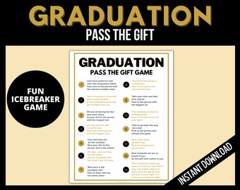 Graduation Pass the Gift Game, Printable Graduation Game, College or High School Graduation, Graduation Party Game, Class of 2024,Icebreaker