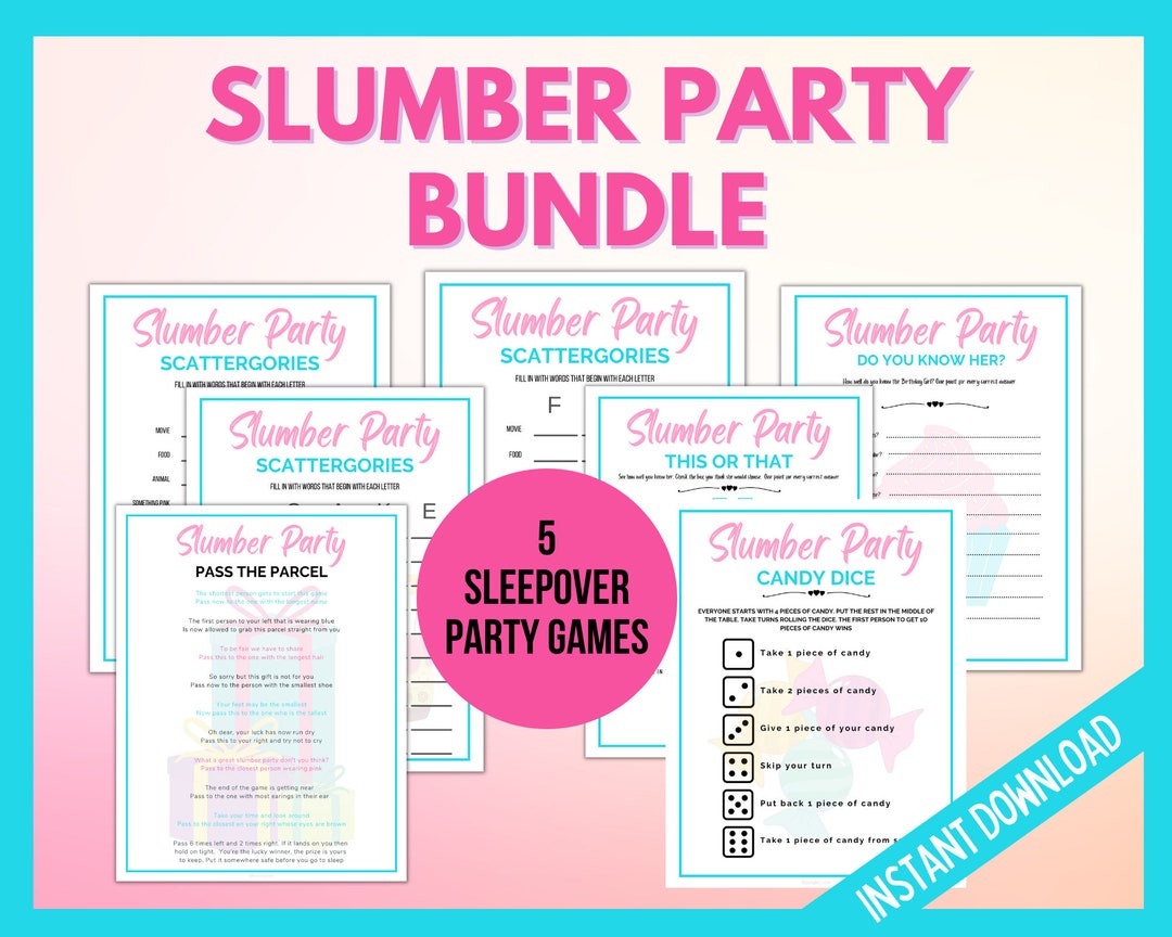 Slumber Party Games Bundle, Printable Sleepover Party Games Bundle ...