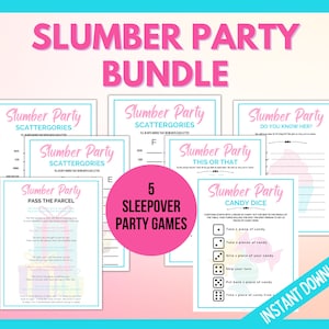 Slumber Party Games Bundle, Printable Sleepover Party Games Bundle, Pajama Party Games for Teens, Tweens, Girls Slumber Birthday Party Games