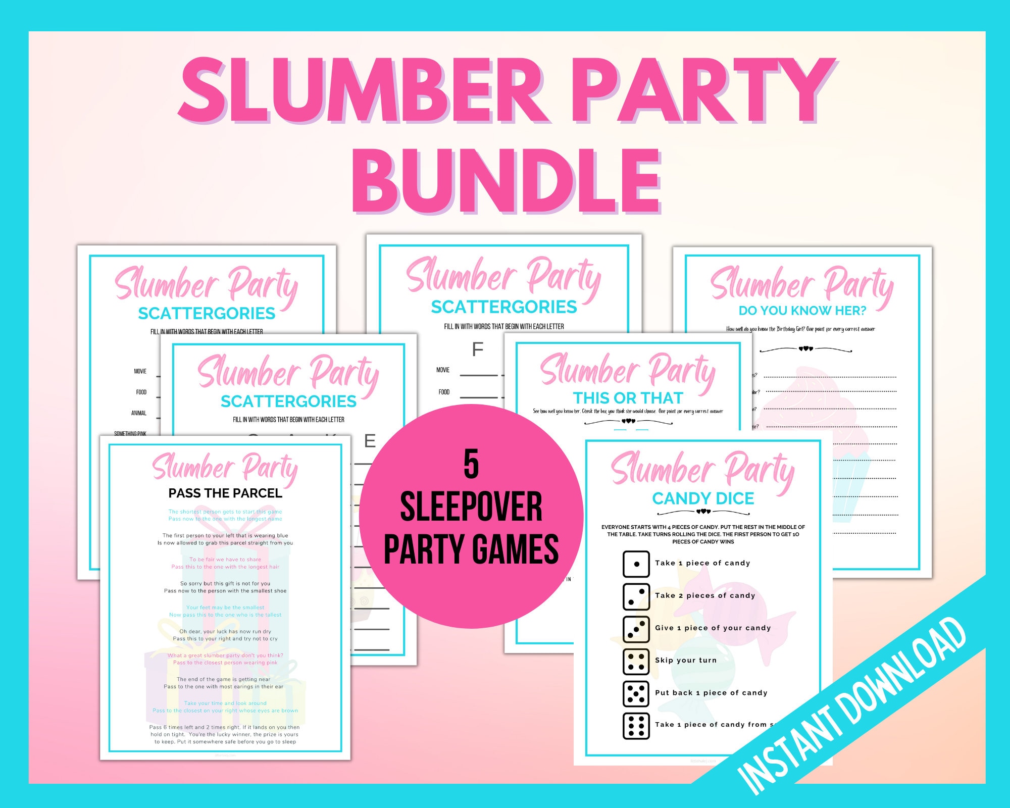 Slumber Party Games Bundle Printable Sleepover Party Games - Etsy