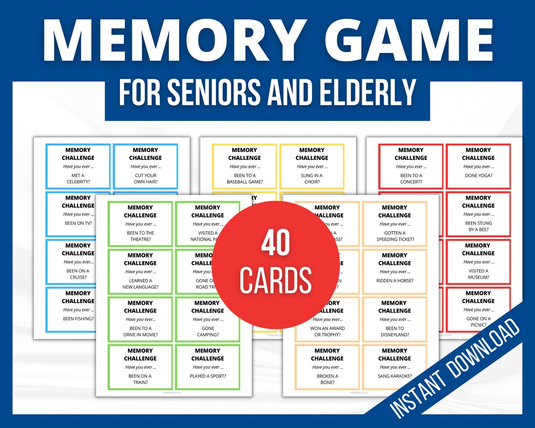 Memory Game For Seniors Elderly Printable Game Alzheimers Activity 