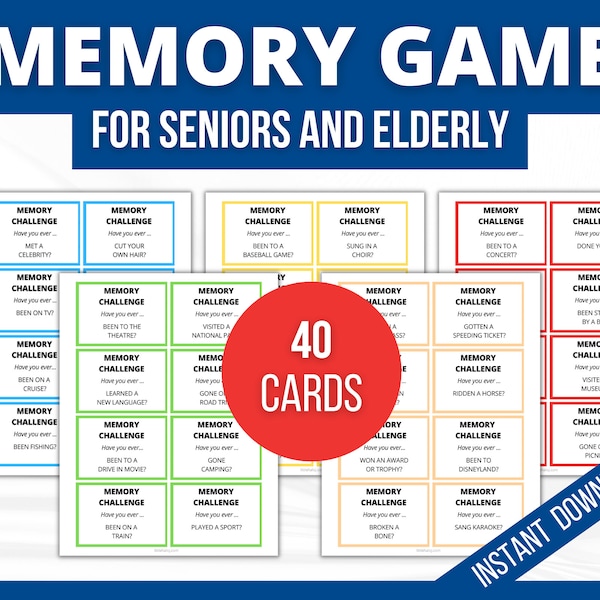Memory Game for Seniors, Elderly Printable Game, Alzheimers activity, Dementia Game, Rest Home Activity