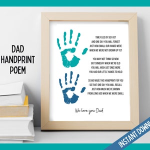 Dad Handprint Poem, Father&#39;s Day Gift, Handprint Art for Daddy, Daddy Handprint Poem, Daddy Child Art, Childs Handprint Art for Dad